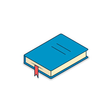 Book icon isometric, Vector flat blue symbol isolated on white