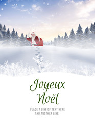 Santa delivery presents to village against joyeux noel