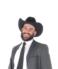 Portrait of man in a suit and cowboy hat