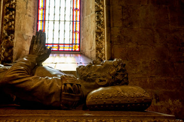 Jeronimos Monastery tomb in Lisbon, Portugal