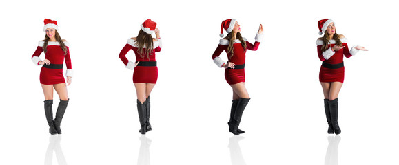 Composite image of different festive blondes on white background