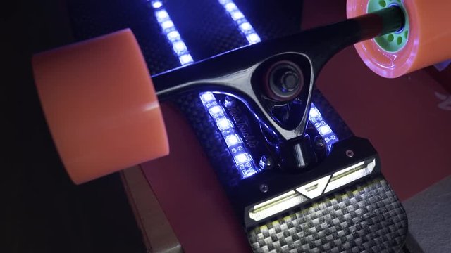 Electric longboard led lighting, carbon skate, board, assembling selfmade project