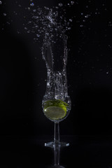 glass, water, drink, splash lime