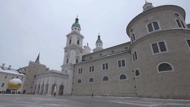 Pan right of the Salzburger Dom Cathedral 