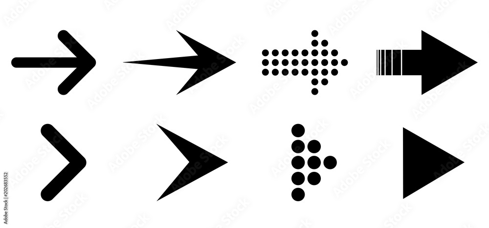 Poster set arrow icon. different black arrows sign. elements for business infographic – for stock