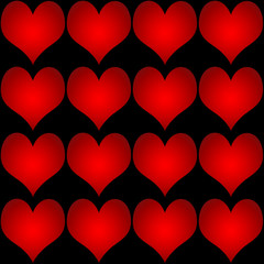 Rote Herzen, schwarzer Hintergrund