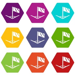 Angular football icons 9 set coloful isolated on white for web