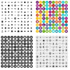 100 oceanologist icons set vector in 4 variant for any web design isolated on white