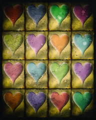 colorful hearts in a row