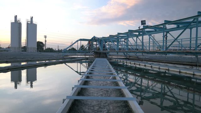 Water Treatment Plant with Sunset
