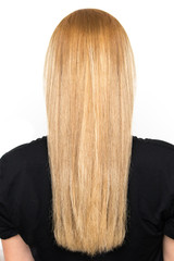 Beautiful blonde long hair from behind
