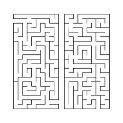 A set of two rectangular labyrinths. Simple flat vector illustration isolated on white background. Developmental game for children.