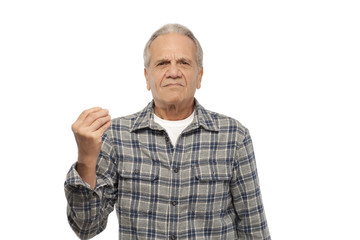Naklejka premium Senior man doing hand sign
