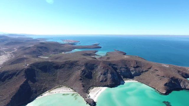Aerial views from Balandra beach, Baja California Sur, Mexico.
