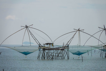 Traditional Local Fishing Trap also Known as Yor Building at Pakpra Phatthalung Thailand near Thale Noi Lake