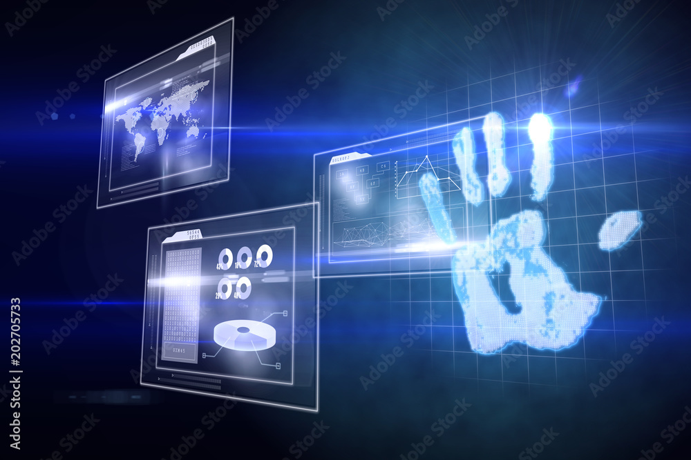 Poster Digital security hand print scan