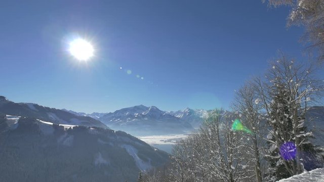 Landscape of mountains uring winter