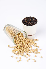 raw soy bean and black sesame