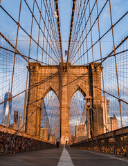 Brooklyn bridge and Manhattan skyline early morning