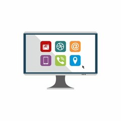 computer menu in monitor with flat design
