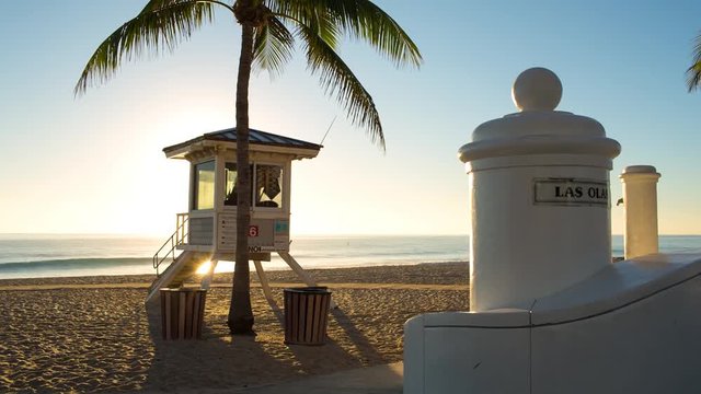 Fort Lauderdale beach on sunrise. Raw video source.