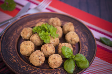 Traditional jewish and middle eastern dish. Falafel. Israeli cuisine concept.