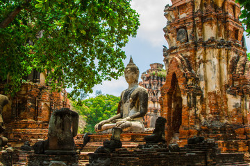 Wat Mahathat, Ayutthaya, Thailand - obrazy, fototapety, plakaty