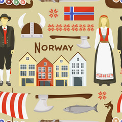 Norway icon set pattern