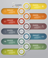 10 steps Timeline arrow infographic element. 10 steps infographic, vector banner can be used for workflow layout, diagram,presentation, education or any number option. EPS10.