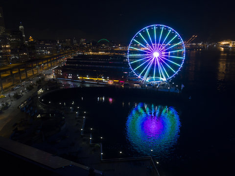 Seattle Washington USA Waterfront Night View