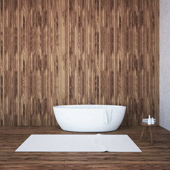 Naklejka na ściany i meble Wooden wall bathroom interior