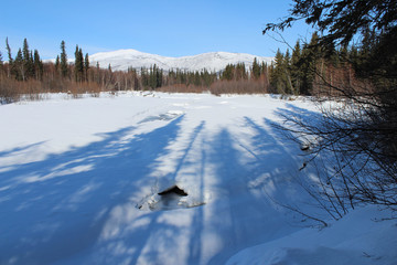broken ice over Alaskan river