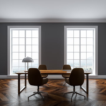 Luxury gray home office interior