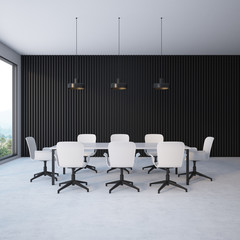 Black wall meeting room interior