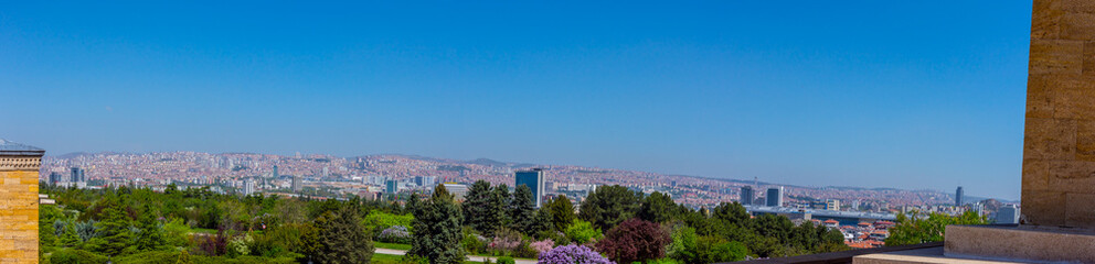 Fototapeta na wymiar Panoramic view to the city of Ankara from the Memorial tomb