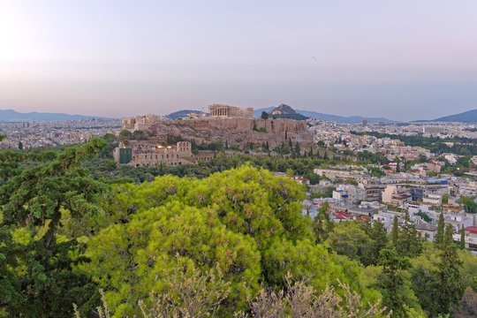 Athens Greece, Parthenon and Acropolis panoramic view
