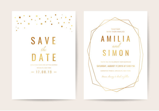 Luxury Invitation card with Geometric shape and Gold texture  