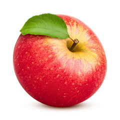 Red juicy apple isolated on white background, clipping path, full depth of field