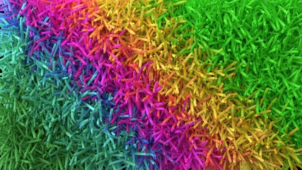 Abstract colorful sharp carpet-like pattern, brigh rainbows colors, small tubes 