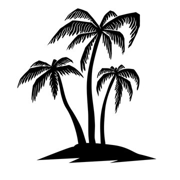 Set of hand drawn palm tree illustrations. Design element for poster, card, banner, t shirt.