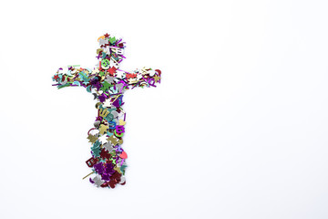 Abstract symbol crucifix multicolor in a white background