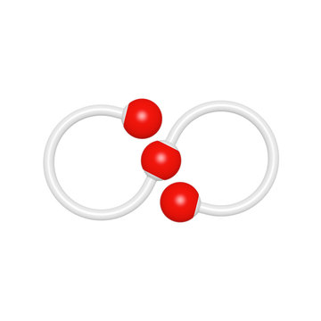 Molecule structure like mathematical infinity symbol on white background, 3D rendered font image