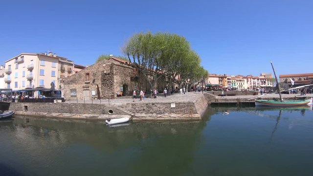 Port of Collioure on mediterranean sea in Pyrenees orientales, Roussillon in southern of France
