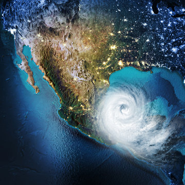 Cyclone Weather Mexico, North America, USA. 3D Rendering