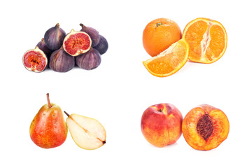 fruits on white