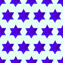 Obraz premium Seamless Watercolor Stars Pattern. Magic Festive Background. Hand Drawn Doodle Stars. Baby Design. Abstract Rapport for Wallpaper, Textile, Linen, Wrapping, Posters, Cards, Banner. New Year, Birthday 