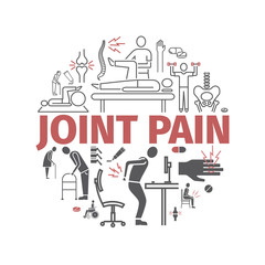 Joint pain banner. Icons set. Vector signs for web graphics.