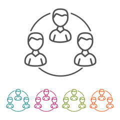 Collaboration Business People icons in thin line Style and flat Design.