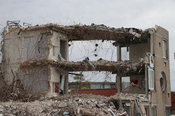 Fototapeta premium Demolition of old office of the municipality of Zuidplas in the Netherlands.