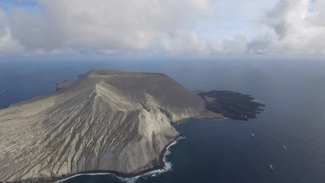 Aerial view of san benedicto island and its volcano, archipelago of revillagigedo, mexican pacific.